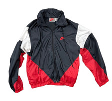 VTG Nike Jacket Black and Red Colorblock Windbreaker Mens S Retro 90's hood