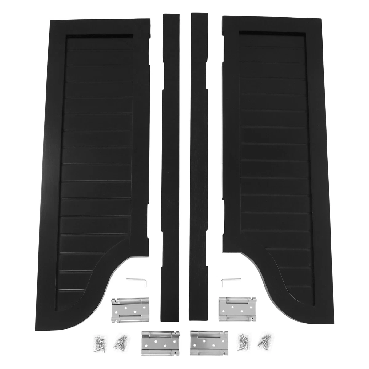 Puerta de salón de 2 paneles, madera de pino, 27,6 x 35,4 pulgadas, oscilación de 180 °, negra, para cafetería y hogar
