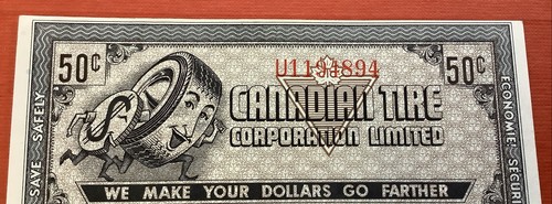 50c Miscut /Variety Cat In Station Note Canadian Tire Money M7 - Afbeelding 2 van 11