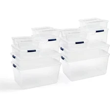 Cleverstore Clear Variety Pack Storage Totes, 16-Pack