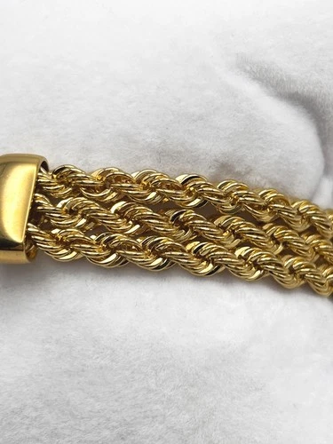 BELLEZZA Two-Tone Lira Coin 3-Row Rope-Link Chain Bracelet - Sm - NWT image 6