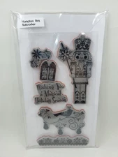HAMPTON ARTS CHRISTMAS NUTCRACKER TOY SOLDIER BIRD CLING RUBBER STAMP SET