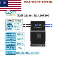 JK 8S-20S 200A Li-ion LiFePo4 Smart BMS with 2A Active Balance Bluetooth US SAU