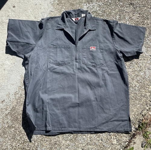 Ben Davis Men's XXL Gray Cotton Twill 1/4 Zip Short Sleeve Work Shirt