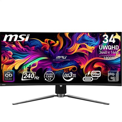 MSI 3. Wahl MPG 341CQPX Curved Monitor 34'' 3400x1440 QD-OLED 240 Hz 0,03 ms