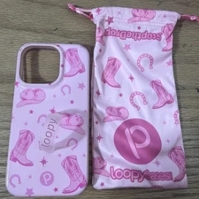 iPhone 14 Pro Loopy Case Pink Boots Bows Lefty