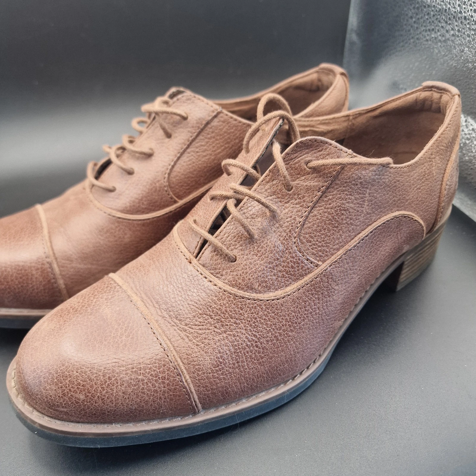 Timberland scarpa Oxford in pelle da donna Uk7 5 marrone stringata comoda suola gripstick