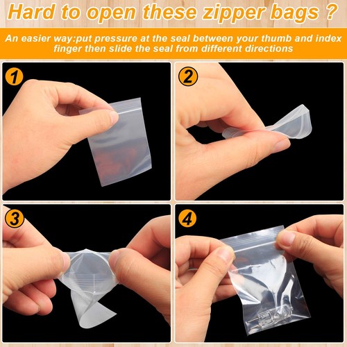 400PCS Thick Poly Bags,Clear Durable Food Grade Safe PE Plastic Bags for Dry ... - Picture 2 of 7