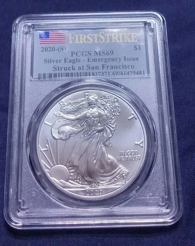 2020 (S) SILVER EAGLE Dollar Coin PCGS MS69 SAN FRANCISCO Mint