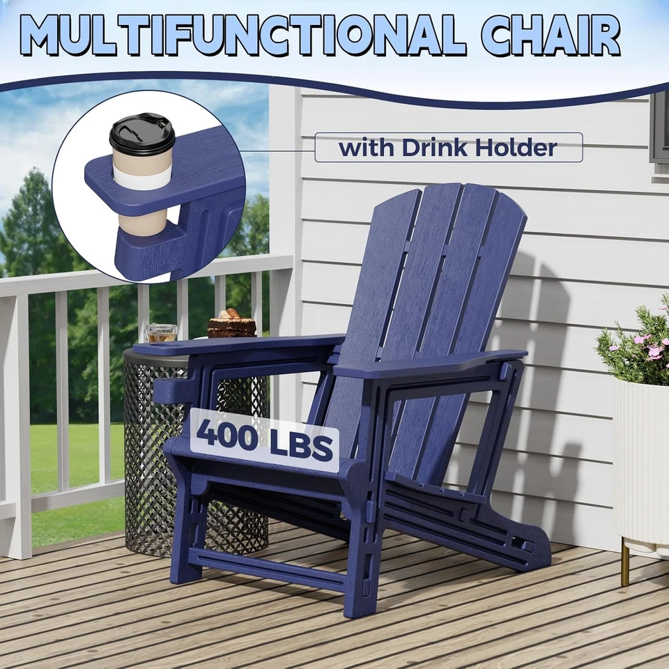 Juego de 2 sillas Adirondack, sillas Adirondack de plástico, resistentes a la intemperie para exteriores  Foto 4 de 4