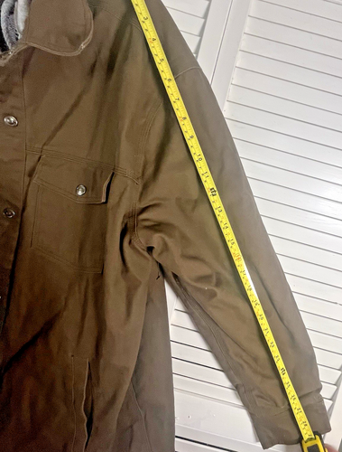 Craftsman Canvas Jacket Mens Brown Large Quilted Chore Barn Field Coat Hooded - Picture 8 of 10