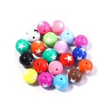 10/20Pcs Acrylic Beads 12 16 20Mm Colorful Star round Loose Spacer Beads for Jew