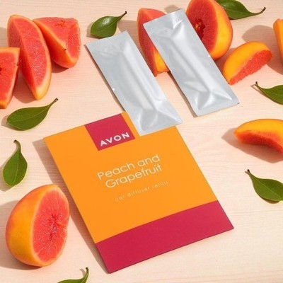 Avon Auto Lufterfrischer 2x Nachfüller Refill Lüftungsgitter Pfirsich Grapefruit