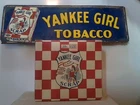 VINTAGE YANKEE GIRL TOBACCO EMBOSSED TIN SIGN W/SALES DISPLAY BOX-Free Shipping