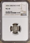 1854 NGC VG10 Liberty Seated Half Dime H10c with Arrows