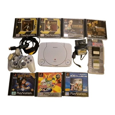 PS1 Bundle: Konsole+ Controller+ 7 Top-Spiele (Tomb Raider, Ape Escape, Grandia)