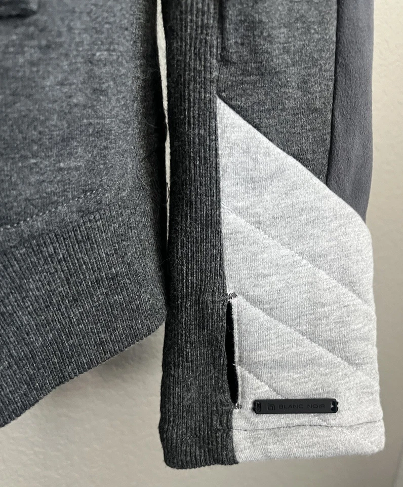 Moletom com capuz Blanc Noir feminino L camurça sintética frente aberta drapeado - Cinza *LEIA* - Imagem 4 de 4