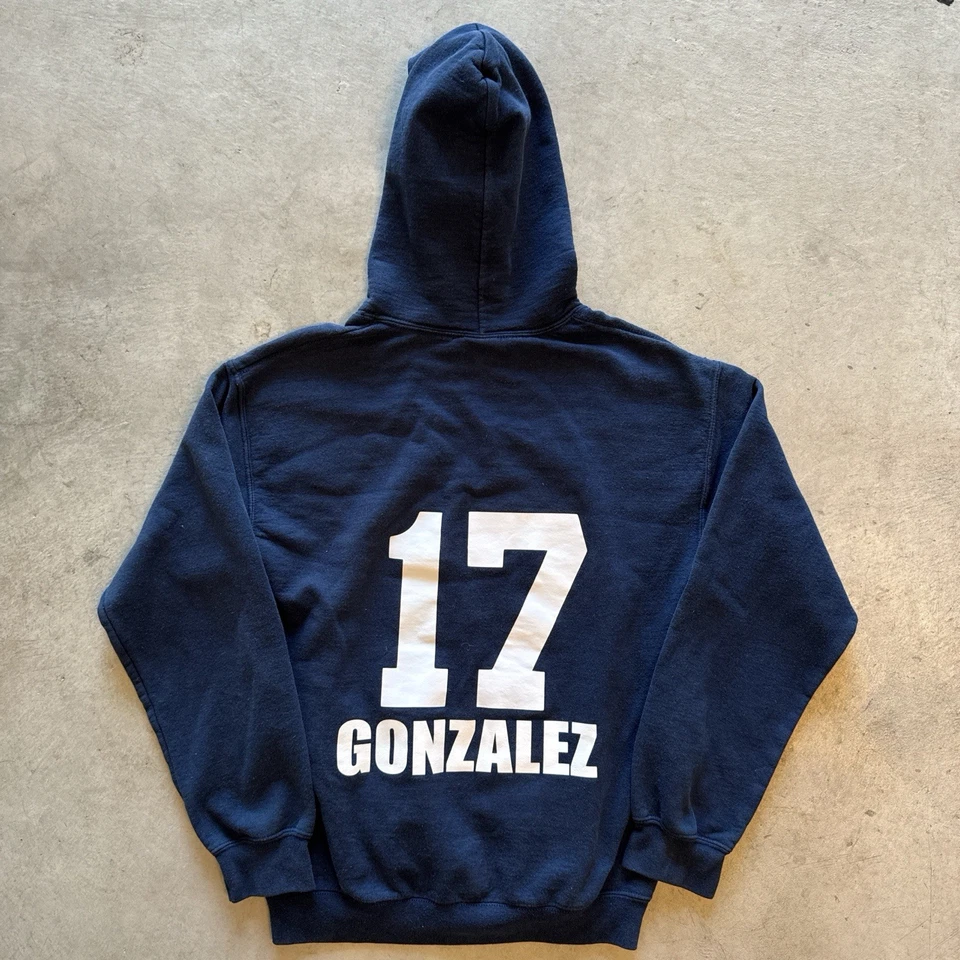 Sudadera con capucha vintage Y2K University of Michigan softbol azul marino y amarillo boxy universitario Foto 4 de 4