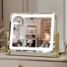 12.4"x15.7"Lighted Makeup Mirror Vanity Mirror with Lights for Desk Tabletop