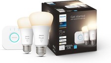 Philips Hue A19 Starter KIT E26 75W 1100 lumen LED Smart 2 White Bulbs - 2 Pack