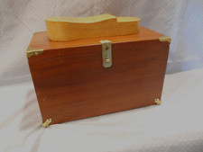 Vtg Hand Made Cherry/Oak Wood Shoe Shine Box W/Brass Clasp, Hinges, Accessories