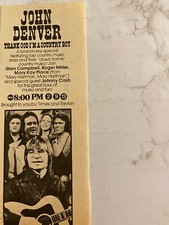 John Denver, Thank God I'm a Country Boy, Half Page Vintage TV Guide Ad