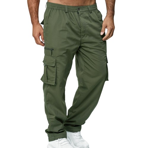 Men's Cargo Pant Casual Sweatpants Jogger Workout Straight-leg Pant Multipock - Picture 4 of 17
