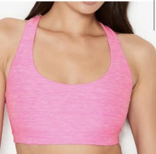 Victorias Secret Sports Bra Large Pink Minimum Support Wicking 4 Way Stretch NEW