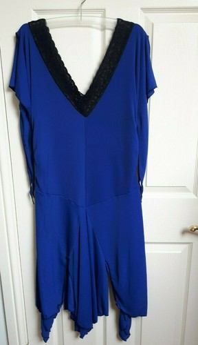 Shirley of Hollywood Royal Blue Beaded Dress Size 18 Hanky Hem Party Dress - Picture 8 of 12