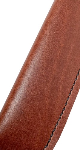 Leather Comb Case and Comb Smooth Chestnut Leather with Tan Comb - Picture 3 of 5
