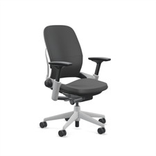 Steelcase Leap Desk Chair Platinum Black Leather V2 Soft Har