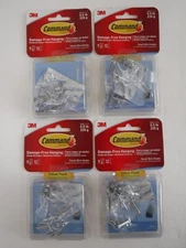 CLEAR 3M Command Small Hooks Value Packs, 36 Hooks+48 Strips total ( 4 Pack's)