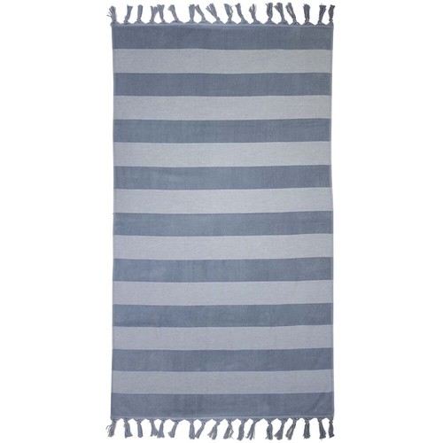 Bambury Marbella Beach Towel Buff, Tea Rose & Steel Blue Colours - Picture 6 of 7
