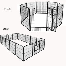 Metal Dog Cat Exercise Fence Playpen Kennel Safe For Pet 8panel/39" 16panel/24"