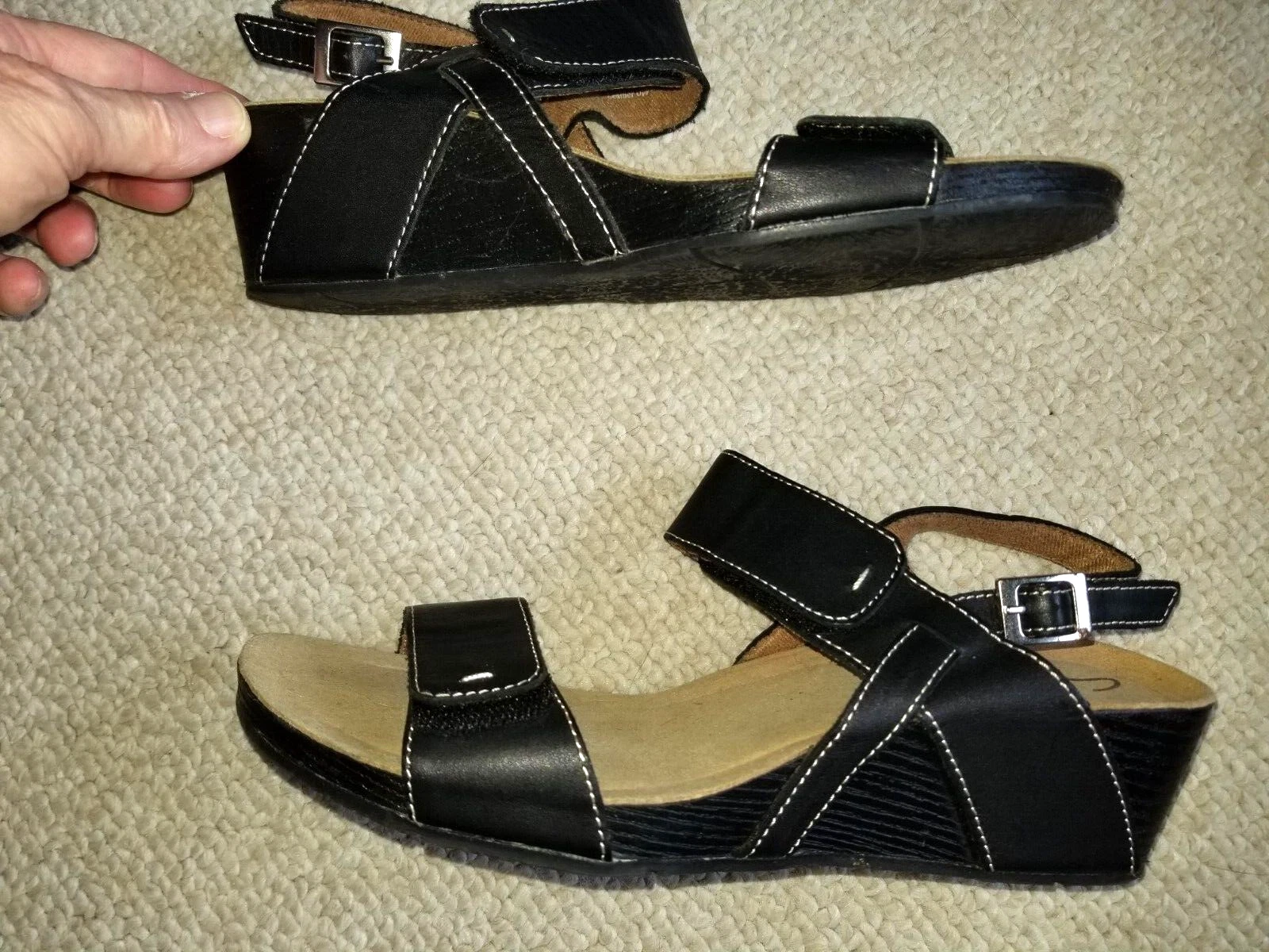Scarpe da donna CLARKS neri ""Alto Disco"" sandali zeppa 9M