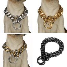 New Strong 316L Stainless Steel Dog Chain Choker Collar Cut Curb Cuban 12"-36"