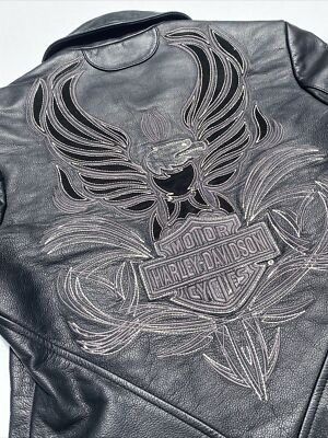Harley-Davidson Women's ISIS Eagle Black Leather Jacket XS MINT | eBay