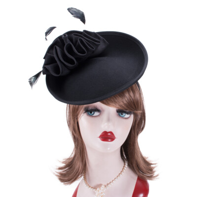 Wool Felt Saucer Fascinator Cocktail Derby Hat Headpiece One Size Womens Classic Wool Felt Saucer Headpiece Fascinator  main image 2