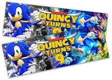 x2 Personalised Birthday Banner Sonic Kid Adult Party Decoration Poster 125