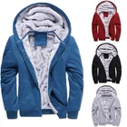 Mens Fleece Hoodie Warm Full Zip Sherpa Lined Hooded Sweatshirt Winter Jacket