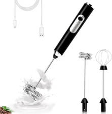 Batidor Leche Recargable Electrico Manual con 3 Varillas de Acero Inoxidable