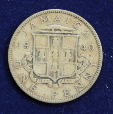 1940 Jamaica One Penny 1 Cent George VI Nickel-Brass Coin KM# 32