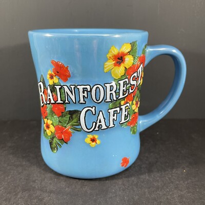 Rainforest Cafe Mug Hibiscus Flower Blue Opalescent Large 3D 16oz | eBay