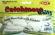 Catchmore 6" Twist Tail Grub (Worm), TWO Packs, White, for Walleye, Bass #6TTG01