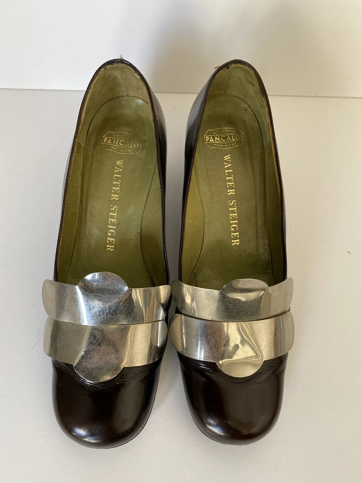 RARO Años 50 60 Walter Steiger Bolonia Pancaldi Granate Cuero Metal Detalle 6 Foto 4 de 4