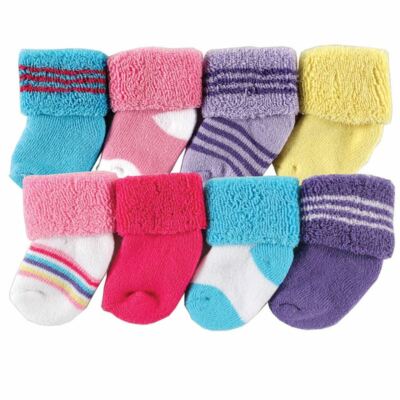 Luvable Friends Socks, 8-Pack, Pink Stripe