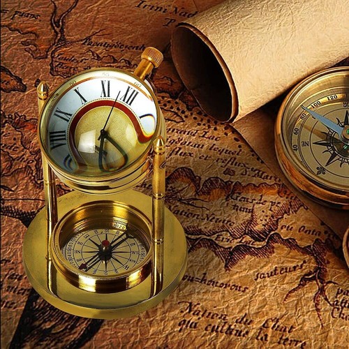 Antiguo Reloj de Escritorio de Mesa Pequeña Latón Cuarzo Escritorio Decorativo Regalo - Imagen 1 de 28