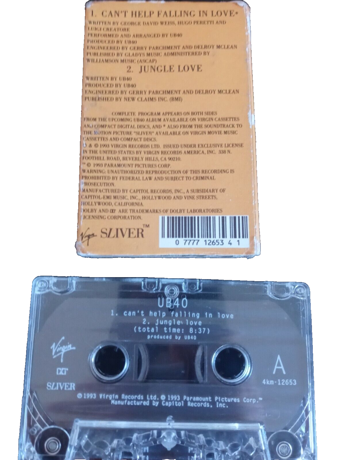 Can't Help Falling in Love UB40 Single Cassette Tape 77771265341 eBay