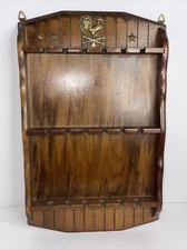 VINTAGE WOOD SPOON DISPLAY WALL RACK - HOLDS 18 SPOONS - Made In Japan