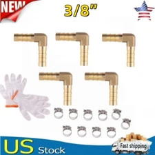 5 PCS  3/8 HOSE BARB ELBOW 90 DEGREE Brass Pipe Fitting Gas Fuel Water Air